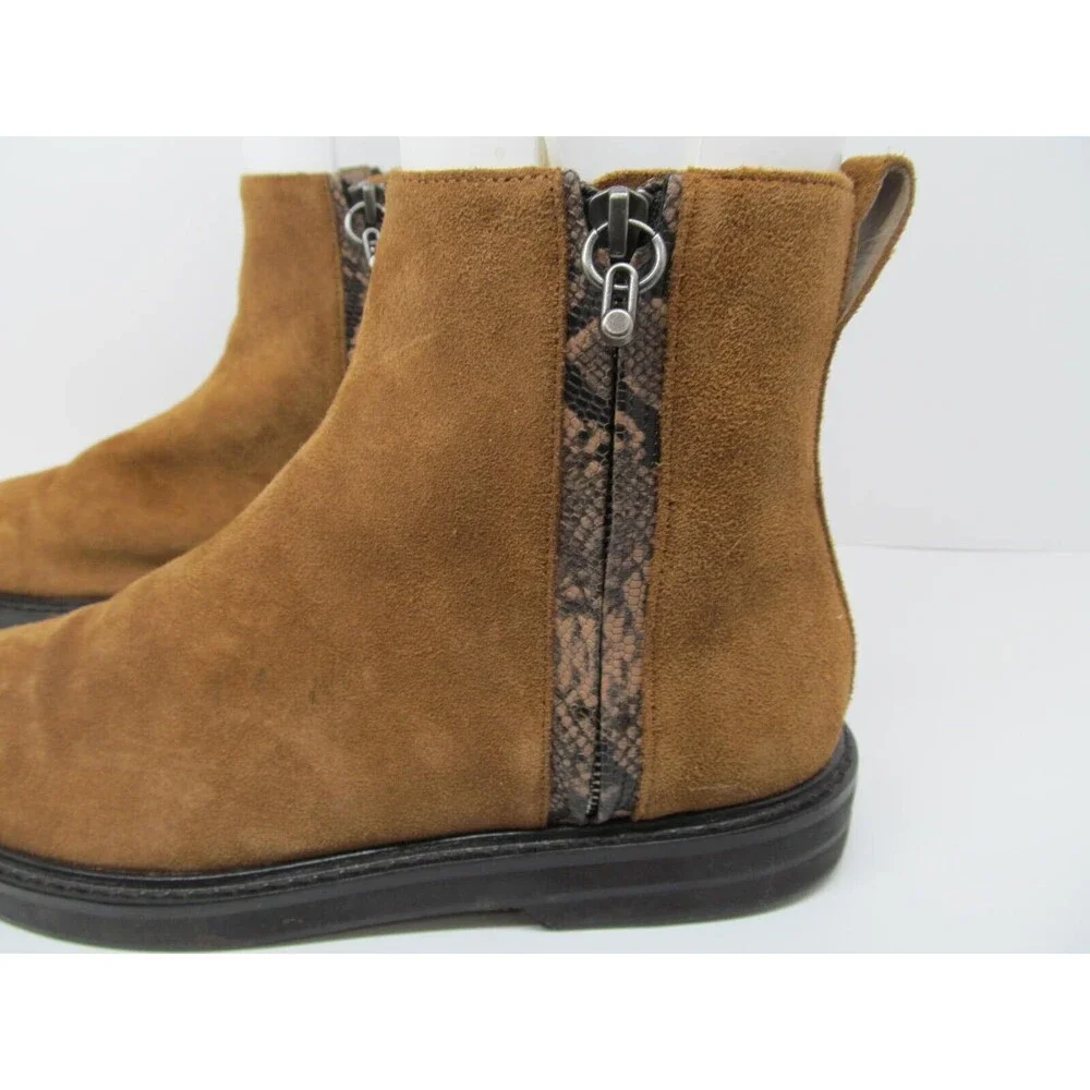 Donald J. Pliner Womens Brown Suede Double Side Zippers Ankle Boots Size US 8.5